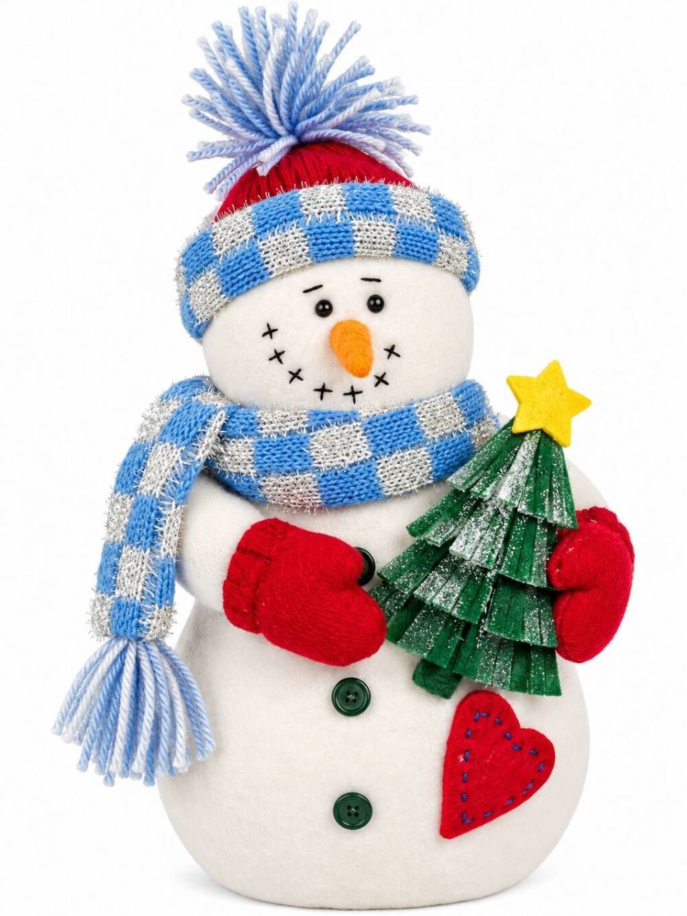 Snowman Plush w/ Blue Scarf & Light-Up Feature
